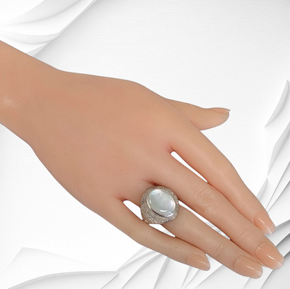 925 Sterling Silver Women's Ring with Authentic Mother of Pearl