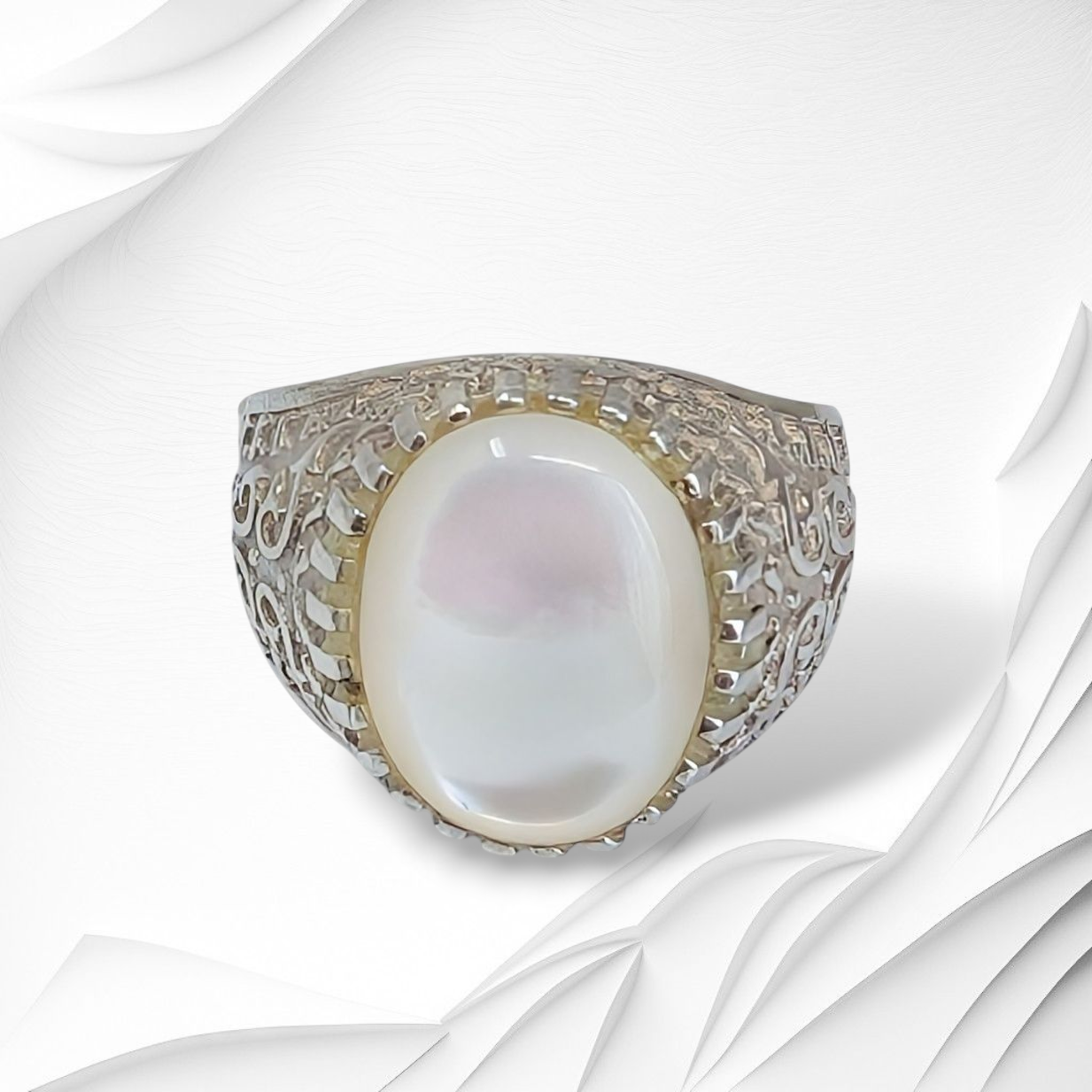 925 Sterling Silver Women's Ring with Authentic Mother of Pearl