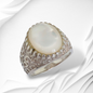 925 Sterling Silver Women's Ring with Authentic Mother of Pearl