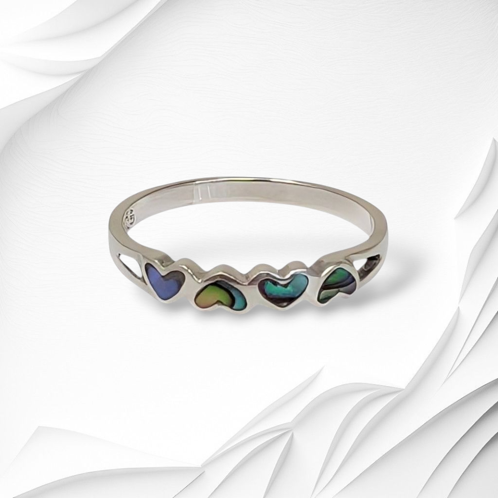 925 Sterling Silver Women's Ring with Authentic Mother of Pearl *Abalone Shell