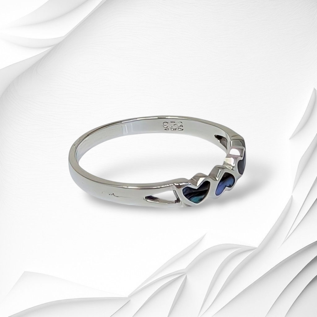 925 Sterling Silver Women's Ring with Authentic Mother of Pearl *Abalone Shell