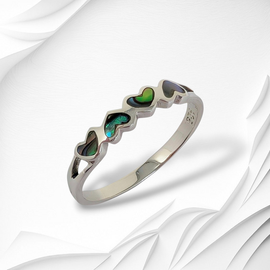 925 Sterling Silver Women's Ring with Authentic Mother of Pearl *Abalone Shell