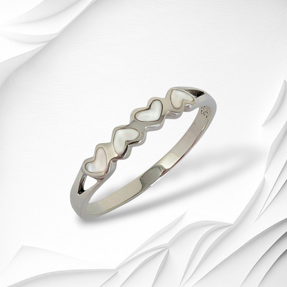 925 Sterling Silver Women's Ring with Authentic Mother of Pearl