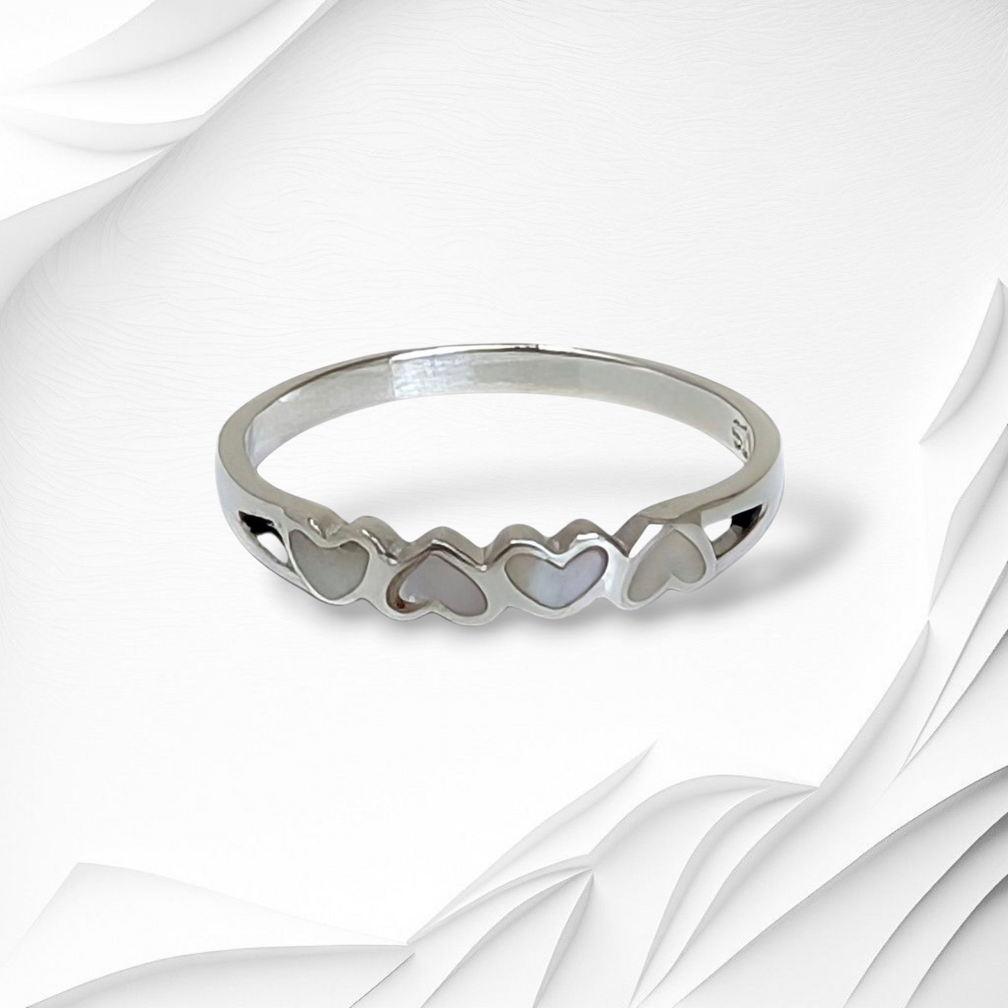 925 Sterling Silver Women's Ring with Authentic Mother of Pearl