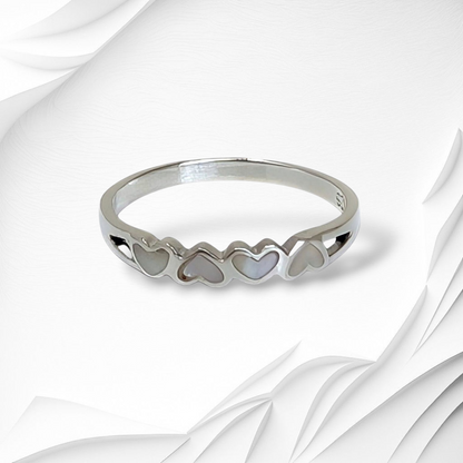 925 Sterling Silver Women's Ring with Authentic Mother of Pearl