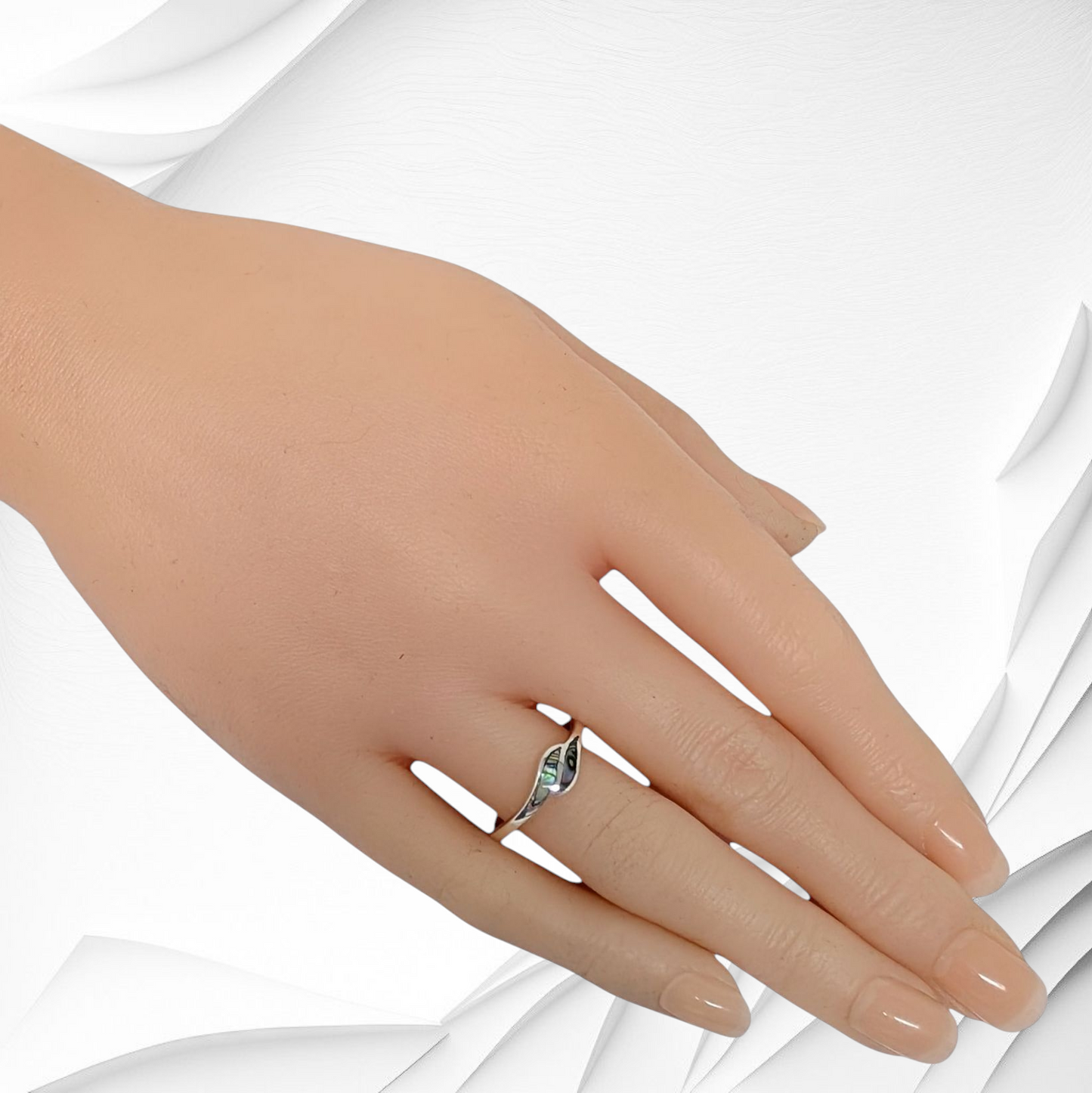 925 Sterling Silver Women's Ring with Authentic Mother of Pearl *Abalone Shell