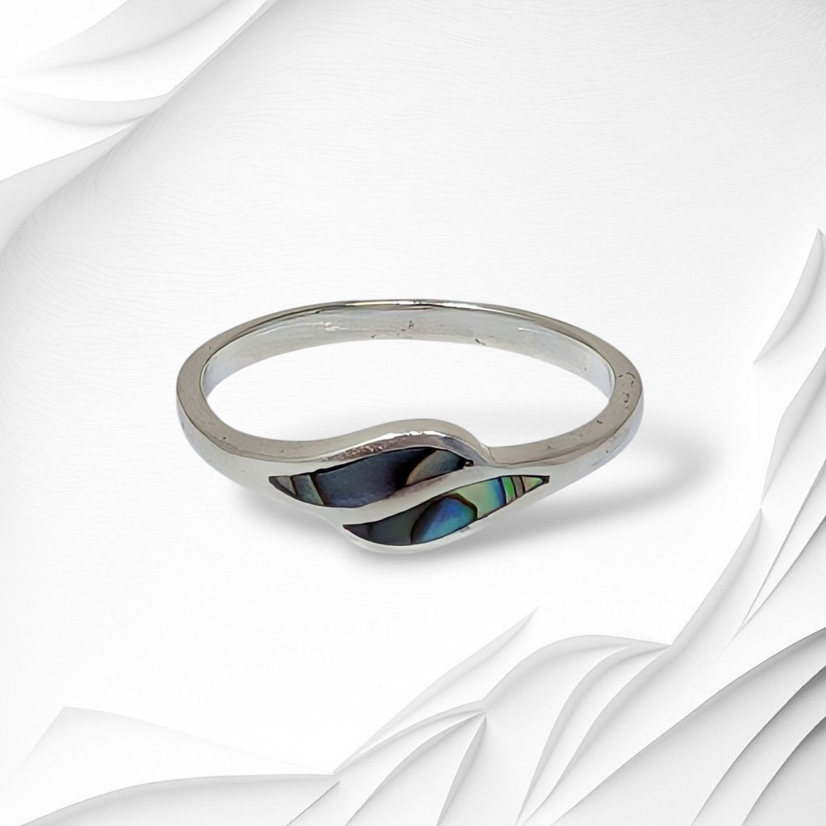 925 Sterling Silver Women's Ring with Authentic Mother of Pearl *Abalone Shell