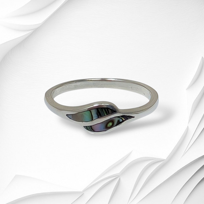 925 Sterling Silver Women's Ring with Authentic Mother of Pearl *Abalone Shell