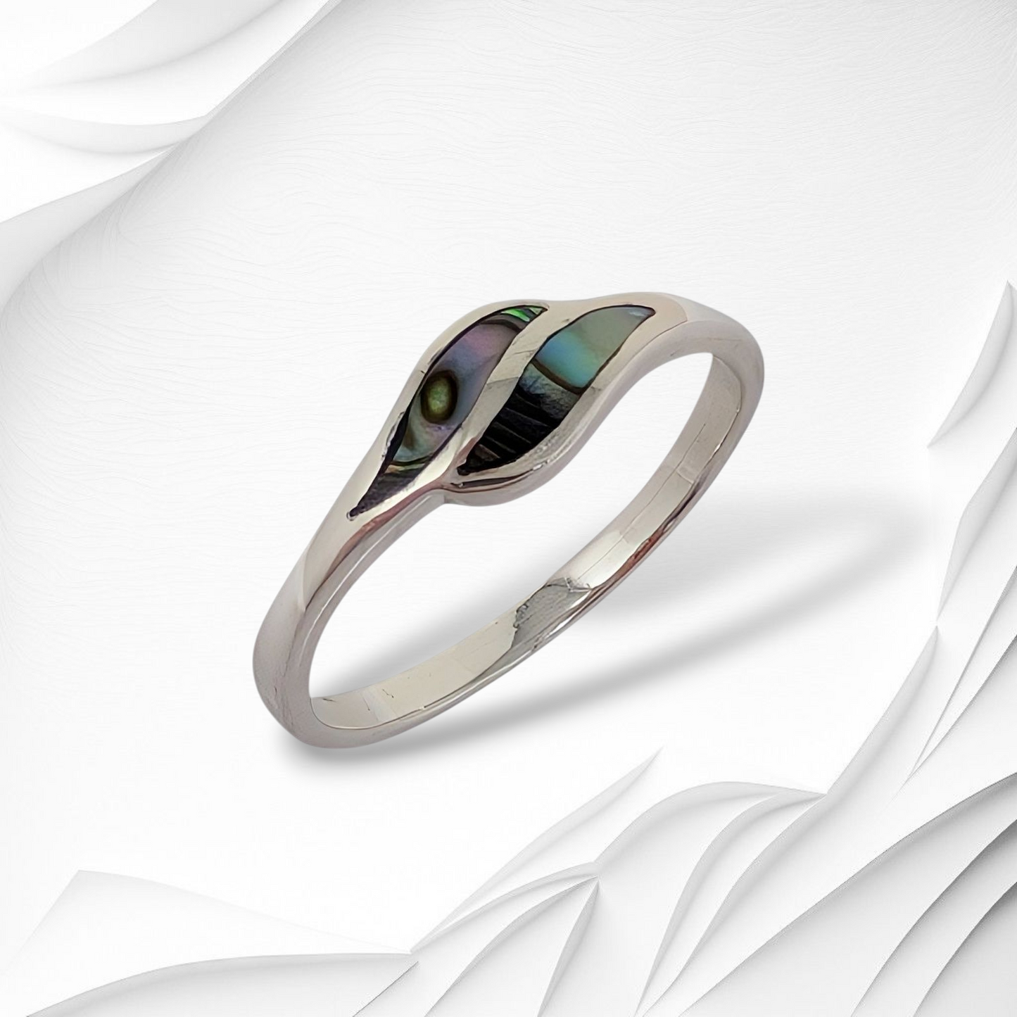 925 Sterling Silver Women's Ring with Authentic Mother of Pearl *Abalone Shell
