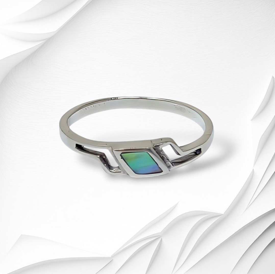 925 Sterling Silver Women's Ring with Authentic Mother of Pearl *Abalone Shell
