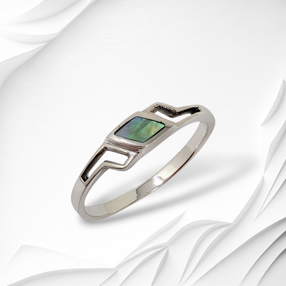 925 Sterling Silver Women's Ring with Authentic Mother of Pearl *Abalone Shell