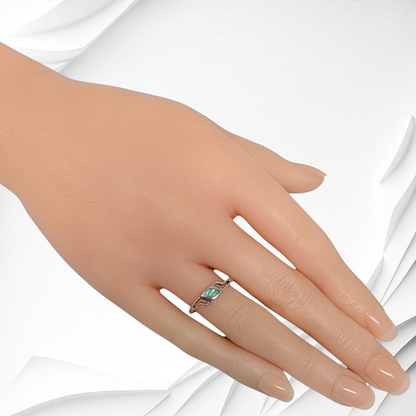 925 Sterling Silver Women's Ring with Authentic Mother of Pearl *Abalone Shell