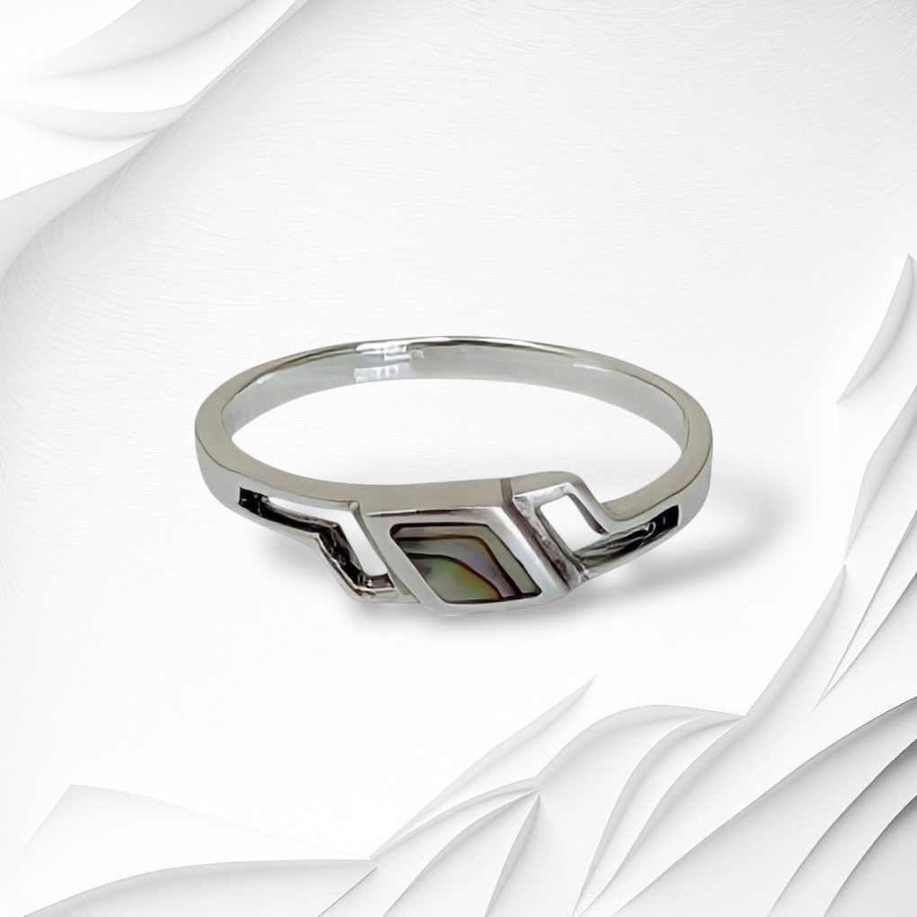 925 Sterling Silver Women's Ring with Authentic Mother of Pearl *Abalone Shell