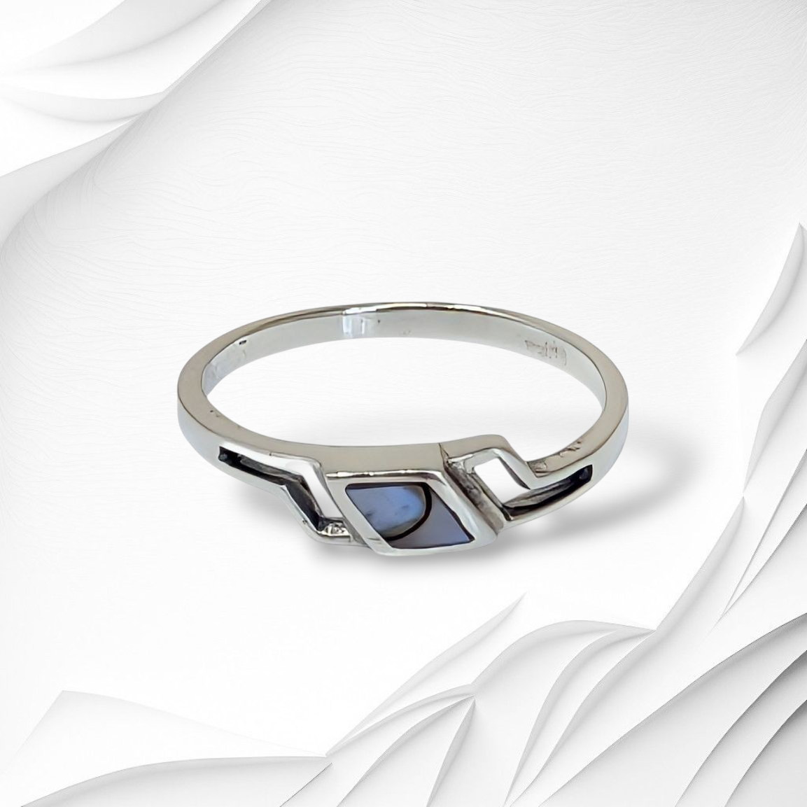 925 Sterling Silver Women's Ring with Authentic Mother of Pearl *Abalone Shell