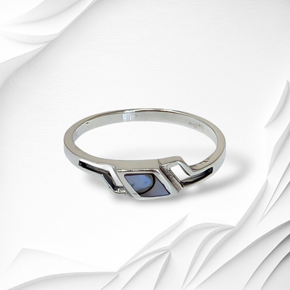 925 Sterling Silver Women's Ring with Authentic Mother of Pearl *Abalone Shell
