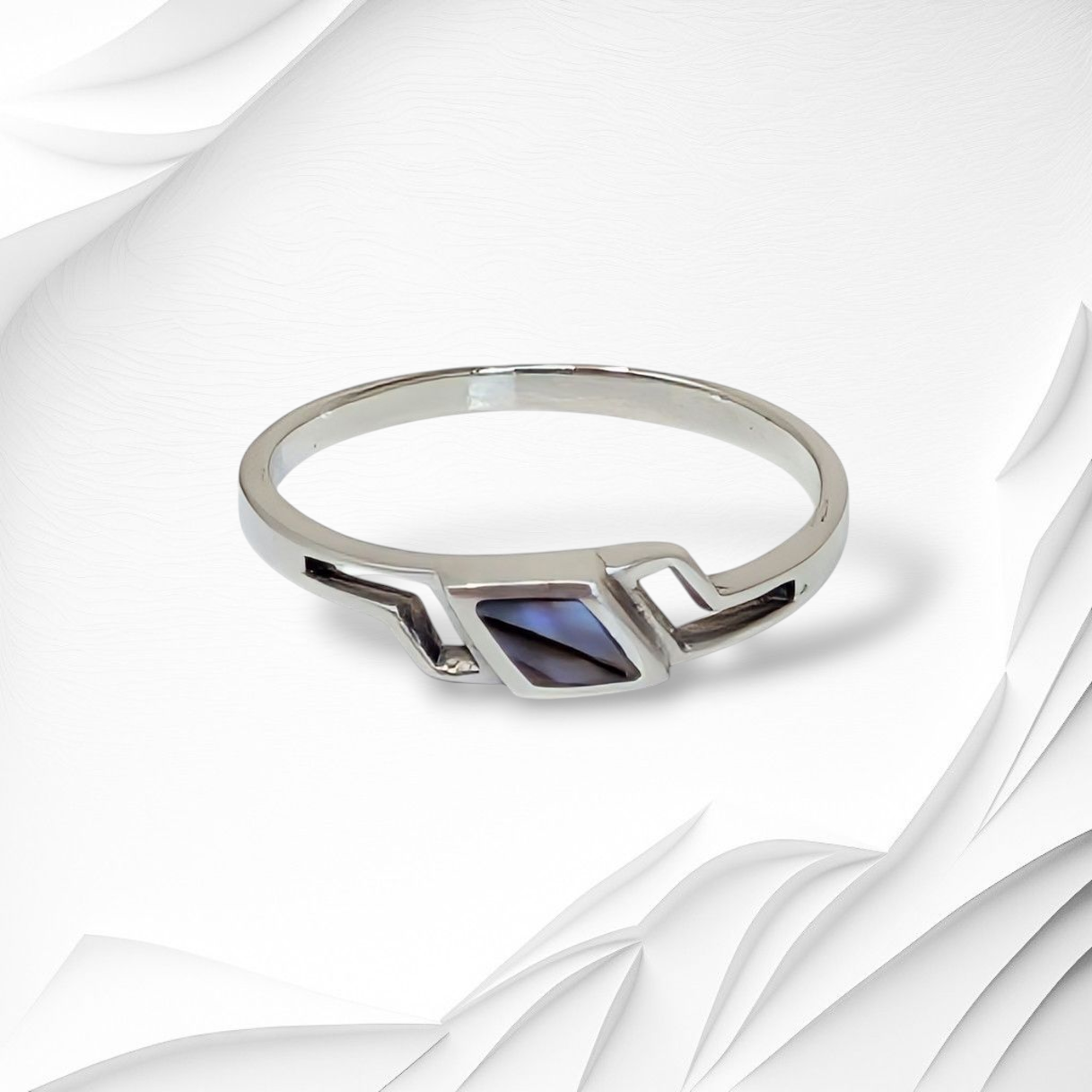 925 Sterling Silver Women's Ring with Authentic Mother of Pearl *Abalone Shell