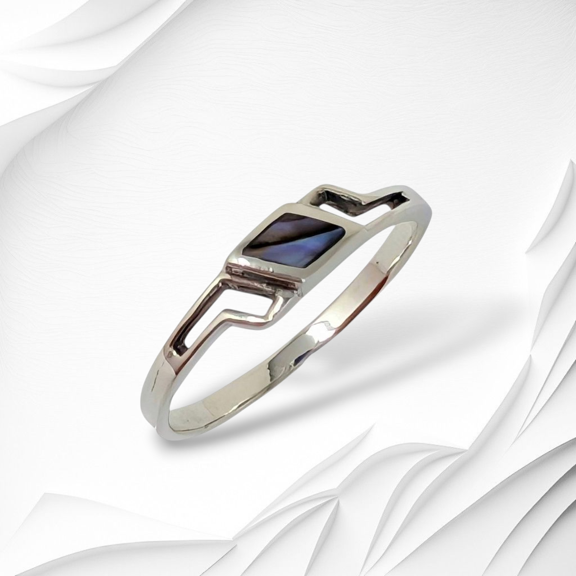 925 Sterling Silver Women's Ring with Authentic Mother of Pearl *Abalone Shell