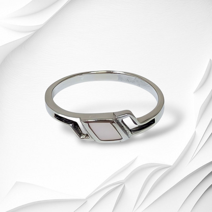 925 Sterling Silver Women's Ring with Authentic Mother of Pearl