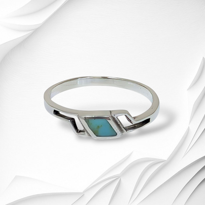 925 Sterling Silver Women's Ring with Authentic Turquoise Gemstone
