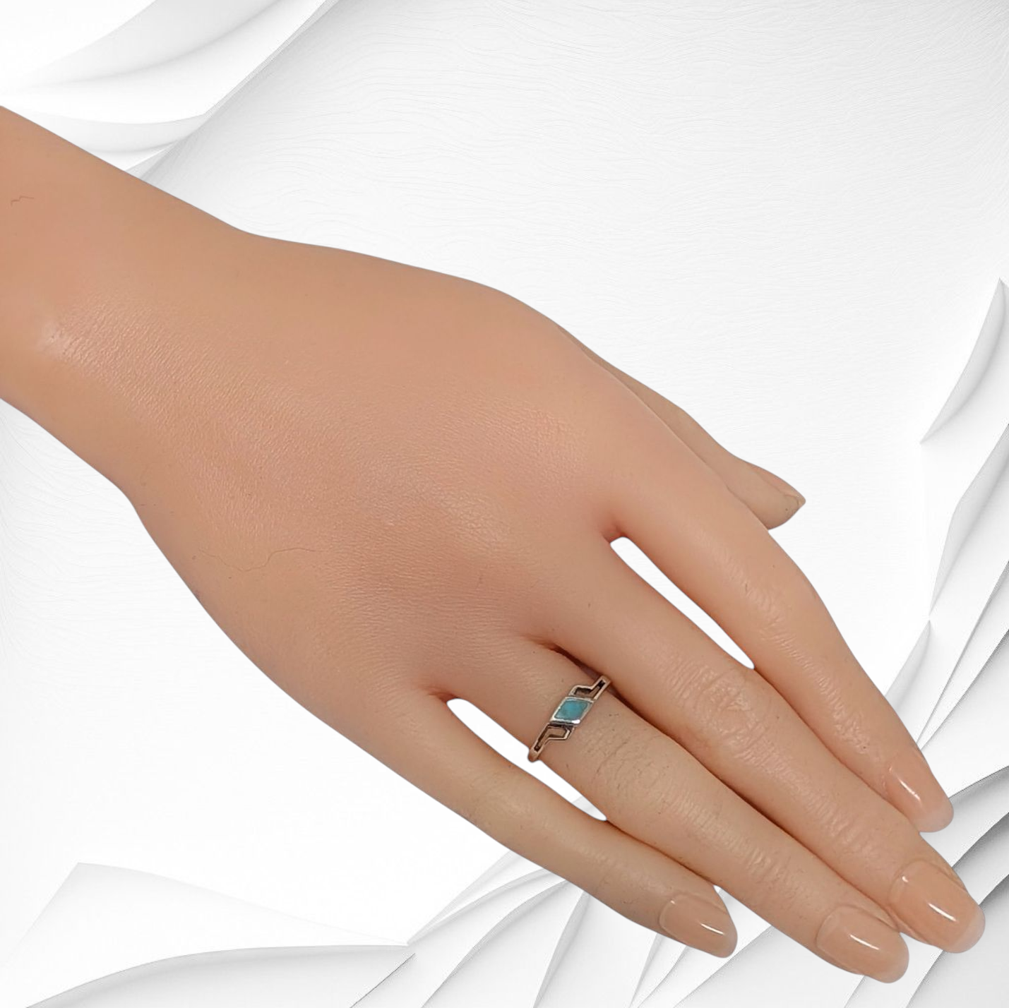 925 Sterling Silver Women's Ring with Authentic Turquoise Gemstone