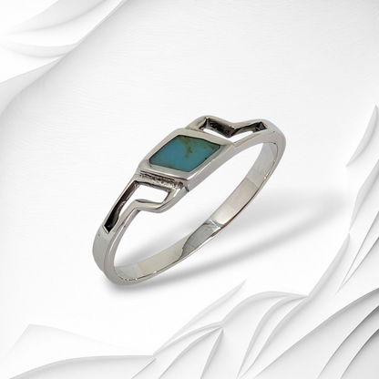 925 Sterling Silver Women's Ring with Authentic Turquoise Gemstone