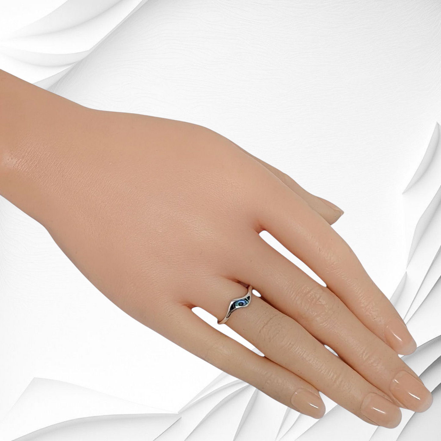 925 Sterling Silver Women's Ring with Authentic Mother of Pearl *Abalone Shell