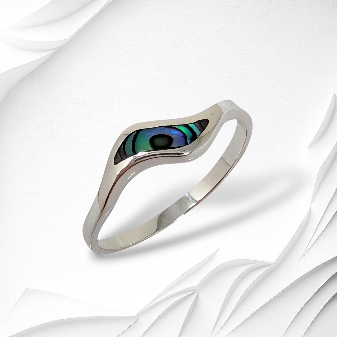 925 Sterling Silver Women's Ring with Authentic Mother of Pearl *Abalone Shell