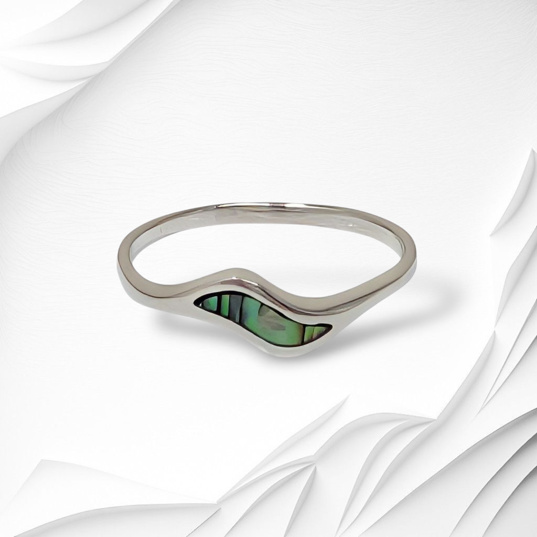 925 Sterling Silver Women's Ring with Authentic Mother of Pearl *Abalone Shell