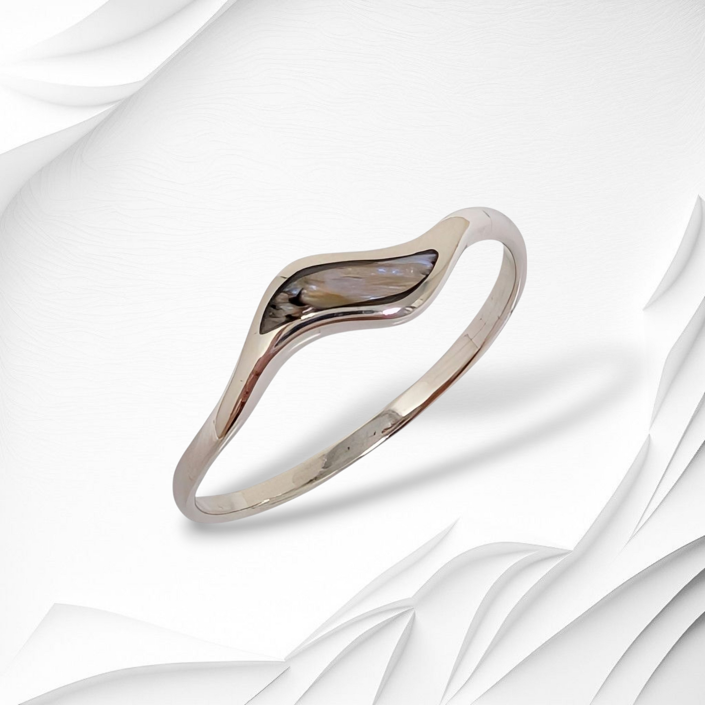 925 Sterling Silver Women's Ring with Authentic Mother of Pearl *Abalone Shell