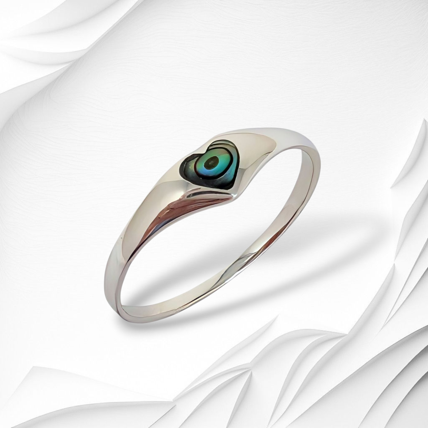 925 Sterling Silver Women's Ring with Authentic Mother of Pearl *Abalone Shell