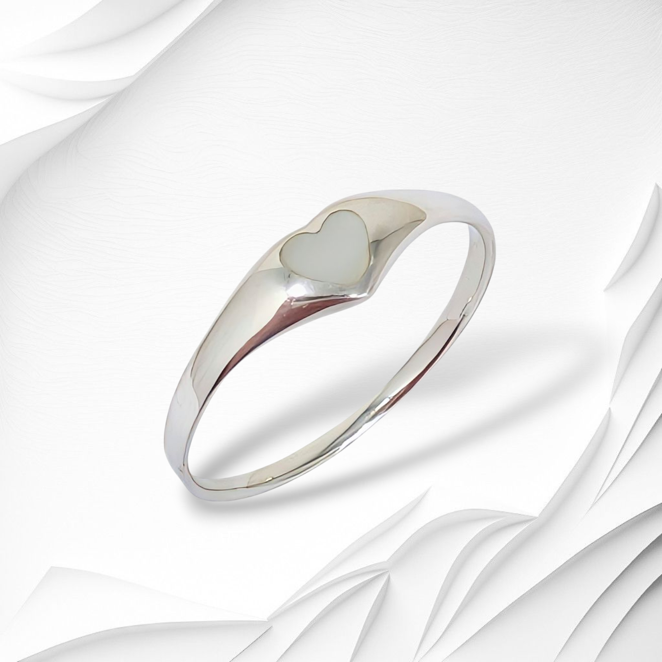 925 Sterling Silver Women's Ring with Authentic Mother of Pearl