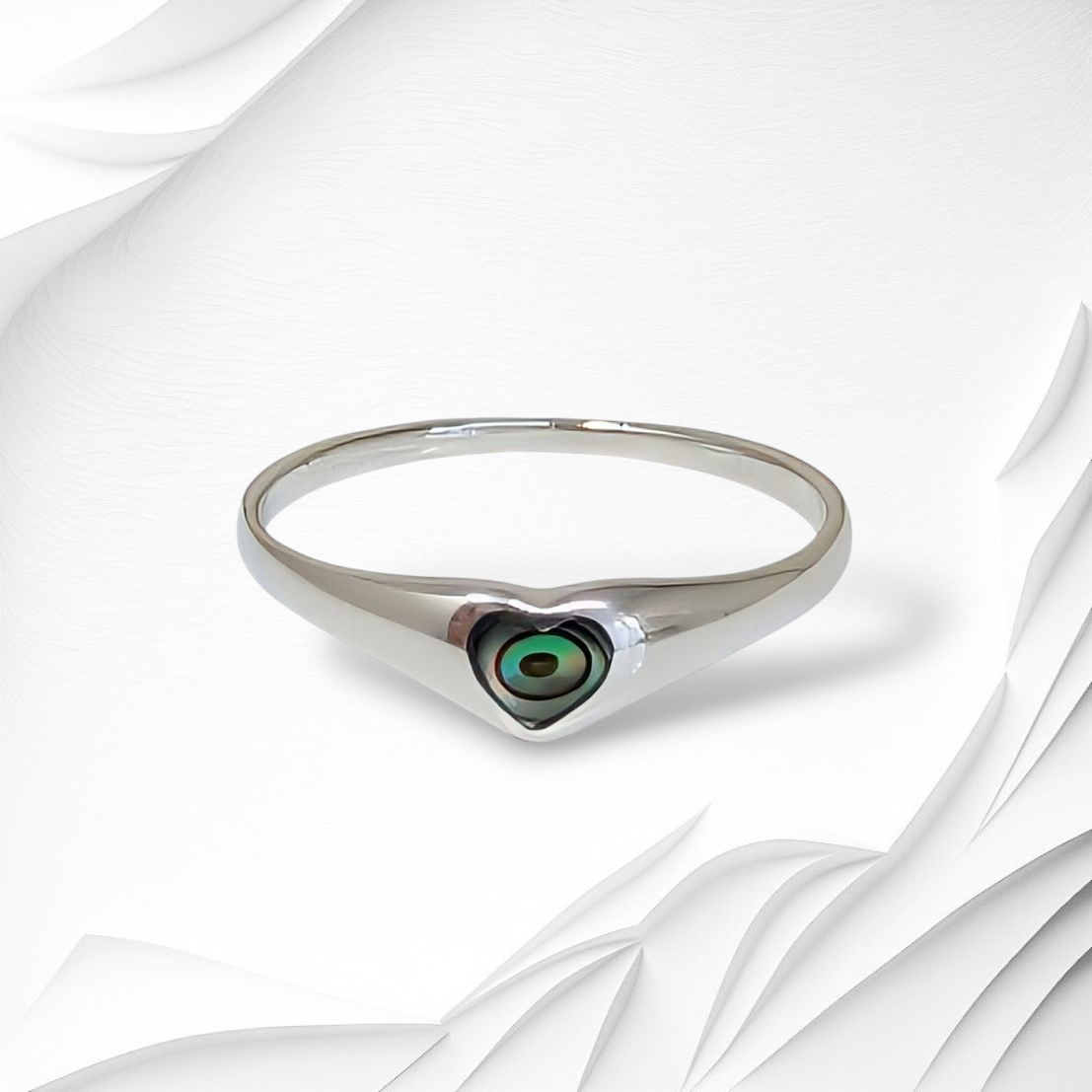 925 Sterling Silver Women's Ring with Authentic Mother of Pearl *Abalone Shell