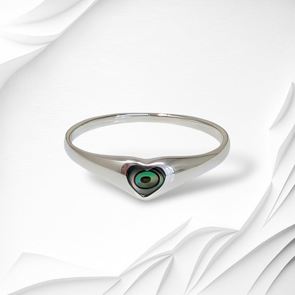 925 Sterling Silver Women's Ring with Authentic Mother of Pearl *Abalone Shell