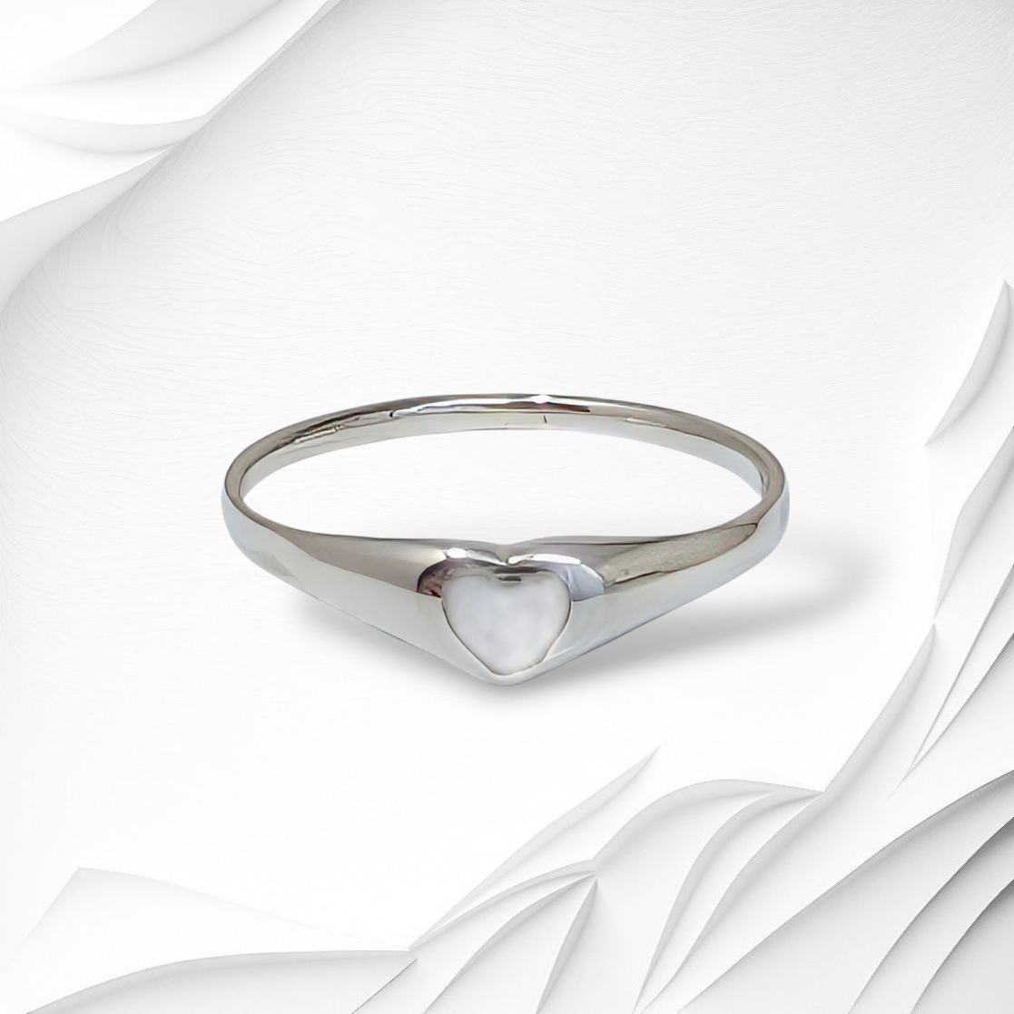 925 Sterling Silver Women's Ring with Authentic Mother of Pearl