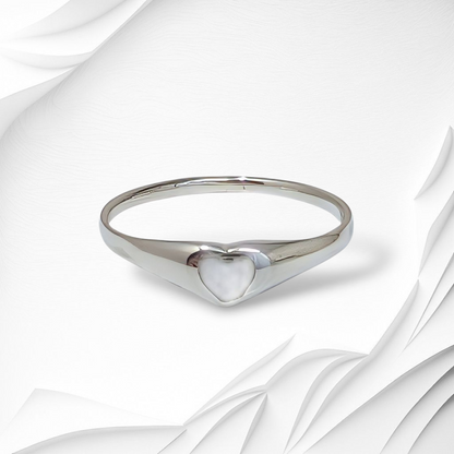 925 Sterling Silver Women's Ring with Authentic Mother of Pearl