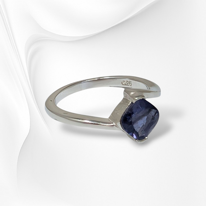 925 Sterling Silver Women's Ring with Authentic Lolite Gemstone