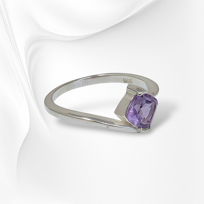 925 Sterling Silver Women's Ring with Authentic Amethyst Gemstone