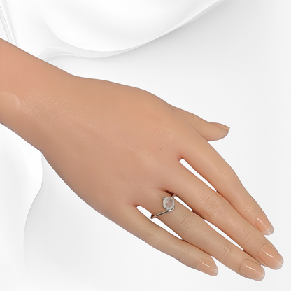 925 Sterling Silver Women's Ring with Authentic Moonstone Gemstone