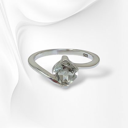 925 Sterling Silver Women's Ring with Authentic Green Amethyst Gemstone