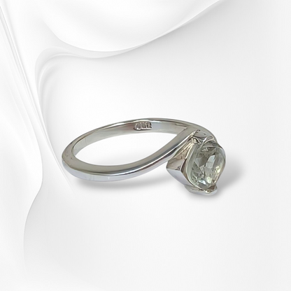 925 Sterling Silver Women's Ring with Authentic Green Amethyst Gemstone