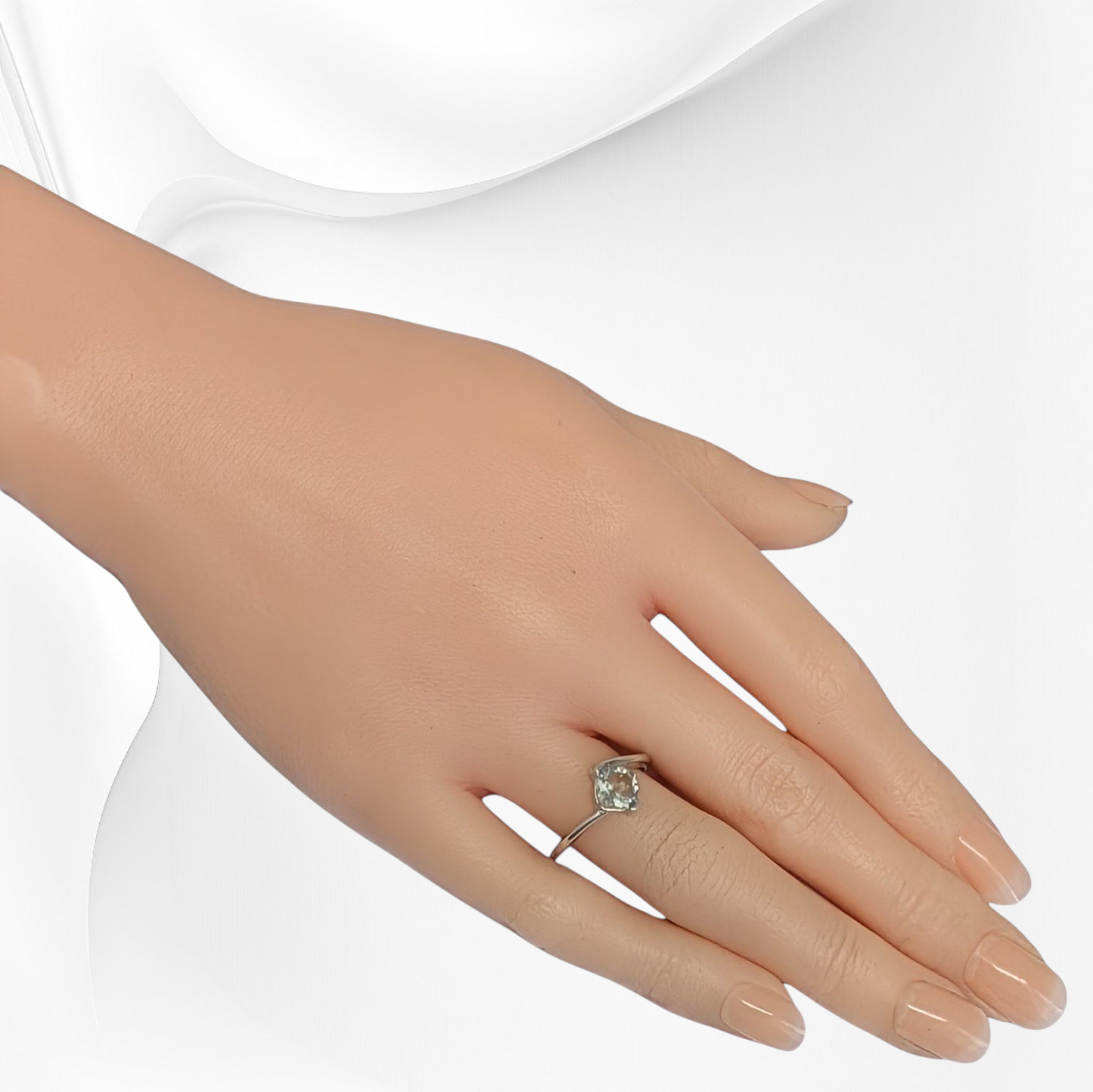 925 Sterling Silver Women's Ring with Authentic Green Amethyst Gemstone