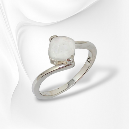 925 Sterling Silver Women's Ring with Authentic Moonstone Gemstone