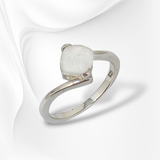 925 Sterling Silver Women's Ring with Authentic Moonstone Gemstone