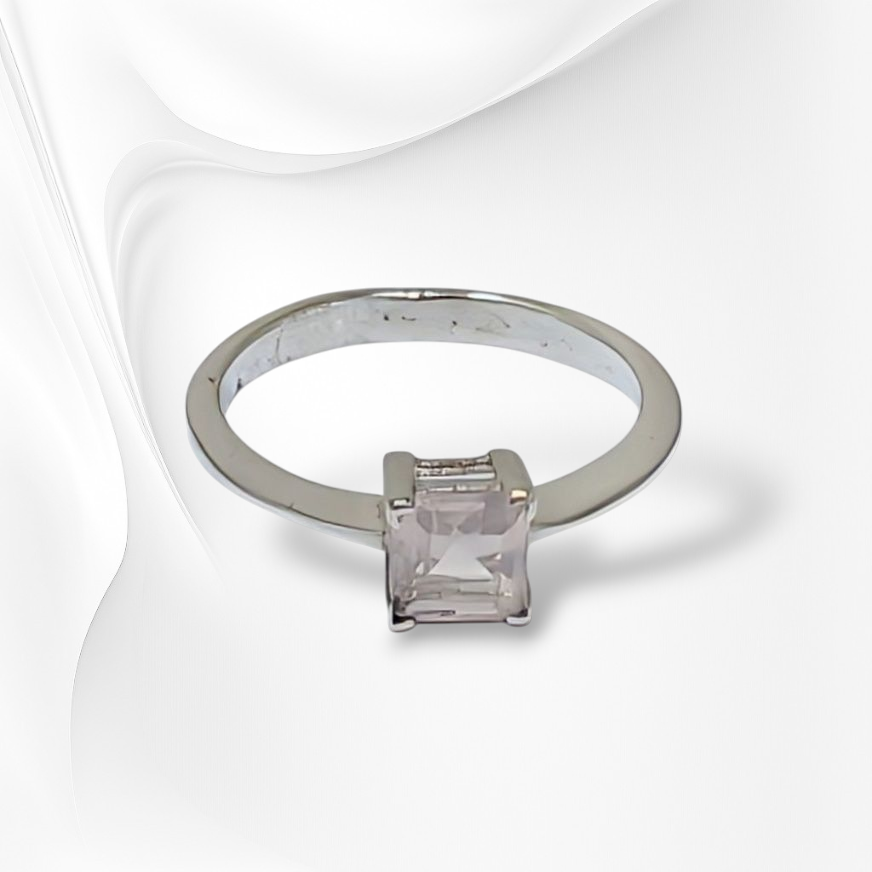 925 Sterling Silver Women's Ring with Authentic Rose Quartz