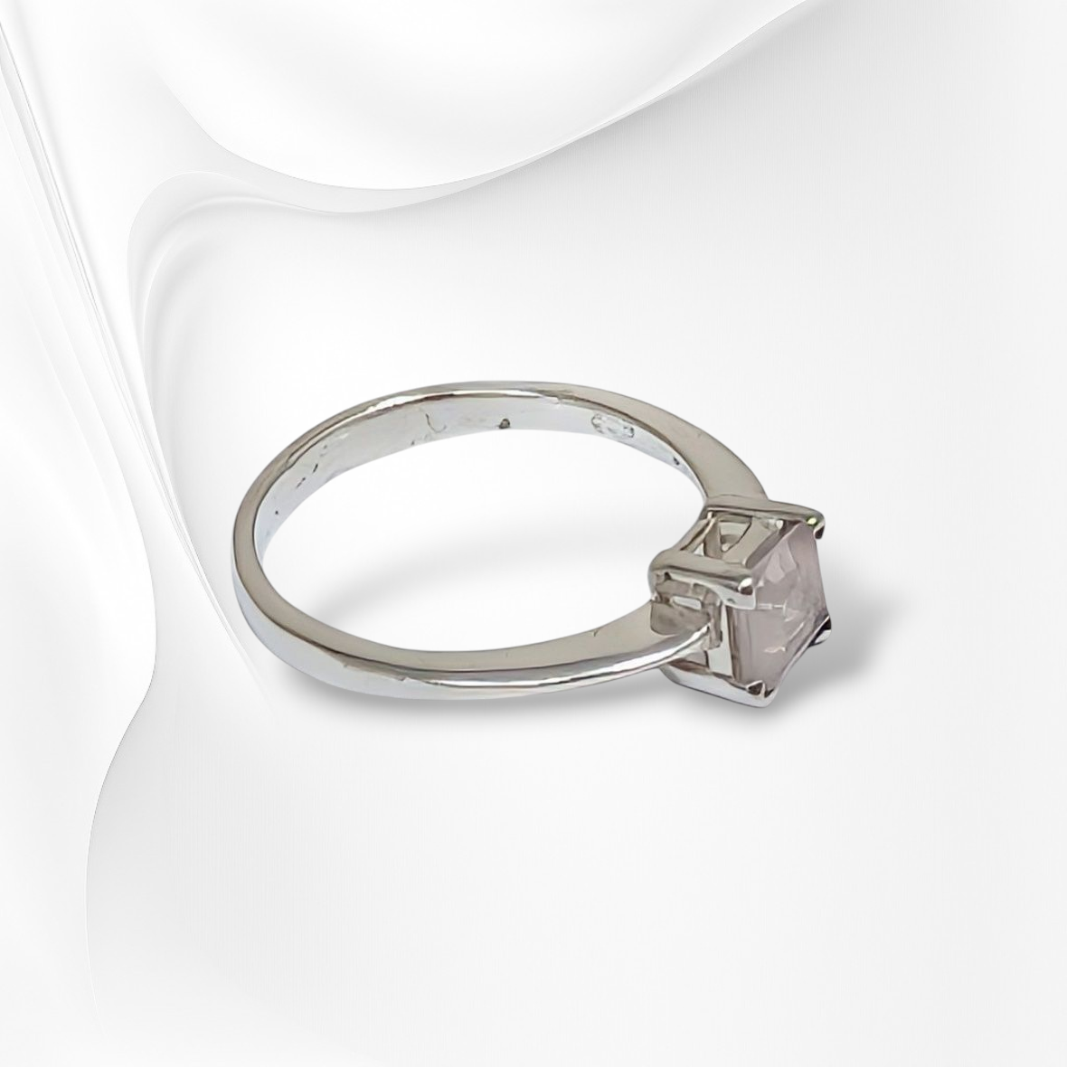 925 Sterling Silver Women's Ring with Authentic Rose Quartz