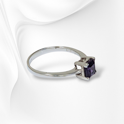 925 Sterling Silver Women's Ring with Authentic Amethyst Gemstone