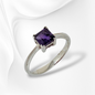 925 Sterling Silver Women's Ring with Authentic Amethyst Gemstone