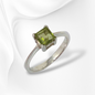 925 Sterling Silver Women's Ring with Authentic Peridot Gemstone