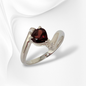925 Sterling Silver Women's Ring with Authentic Red Garnet and Cubic Zirconia Crystals