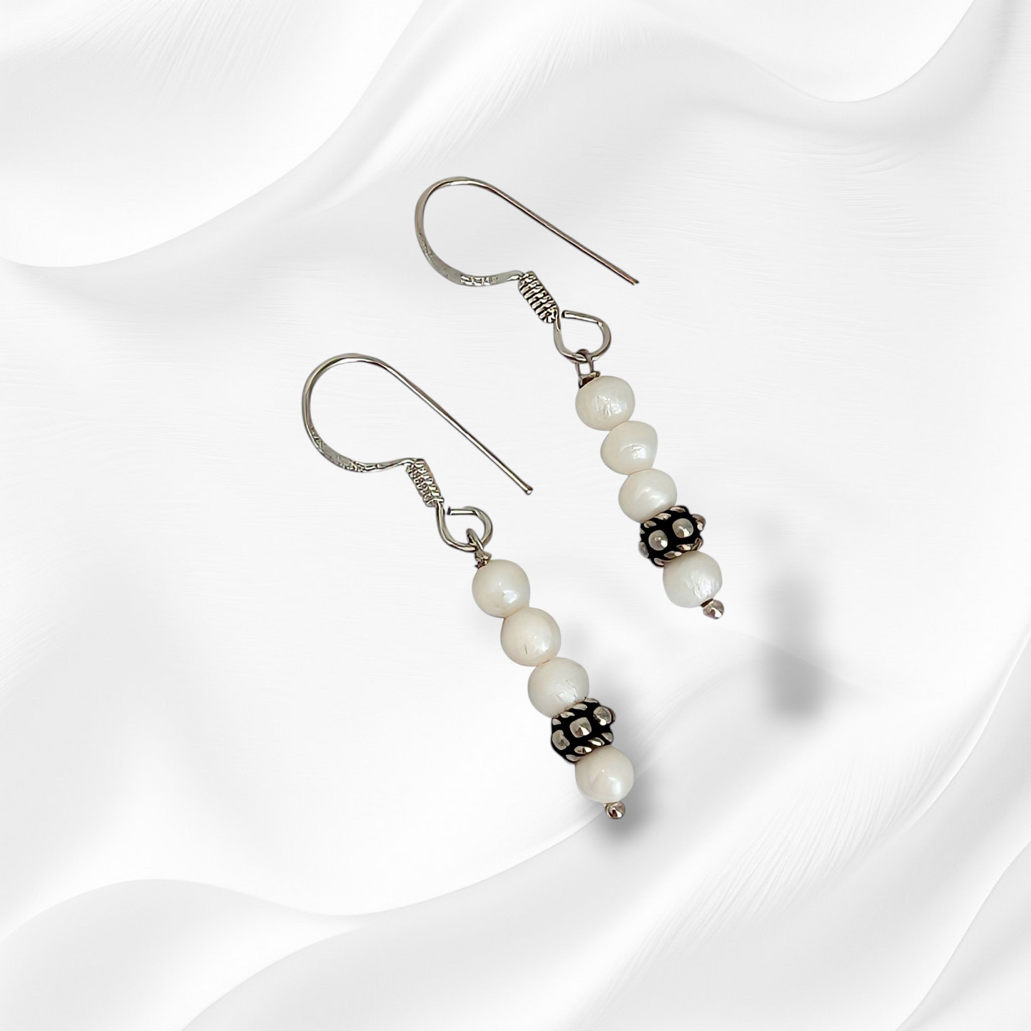 925 Sterling Silver Hook Earrings with Authentic Freshwater Pearls